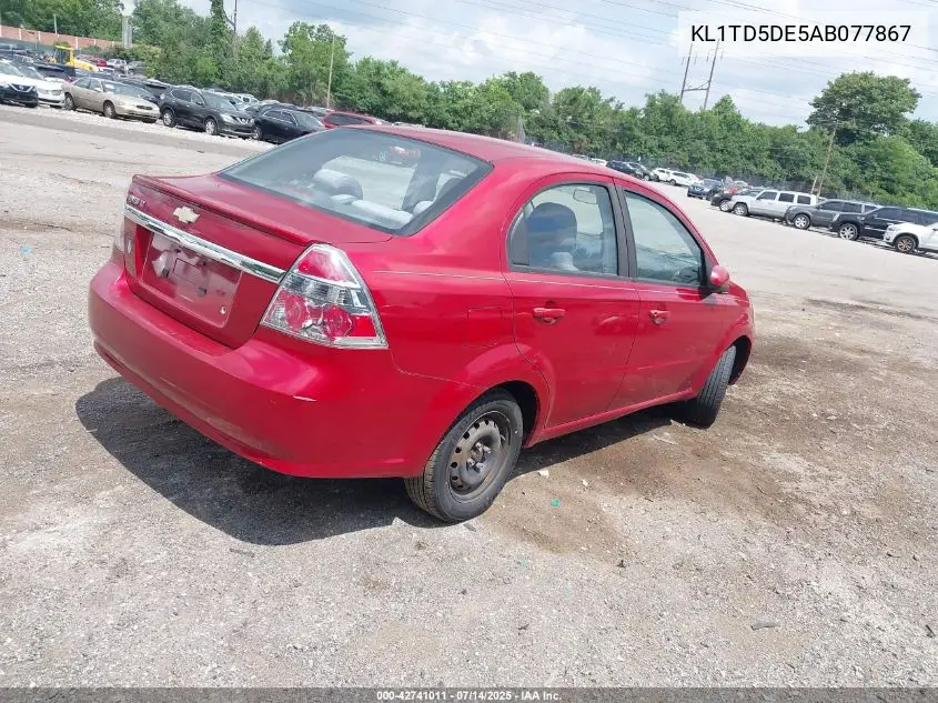 2010 Chevrolet Aveo Lt VIN: KL1TD5DE5AB077867 Lot: 42741011