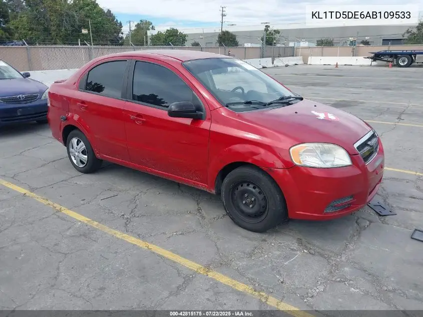 2010 Chevrolet Aveo Lt VIN: KL1TD5DE6AB109533 Lot: 42815175