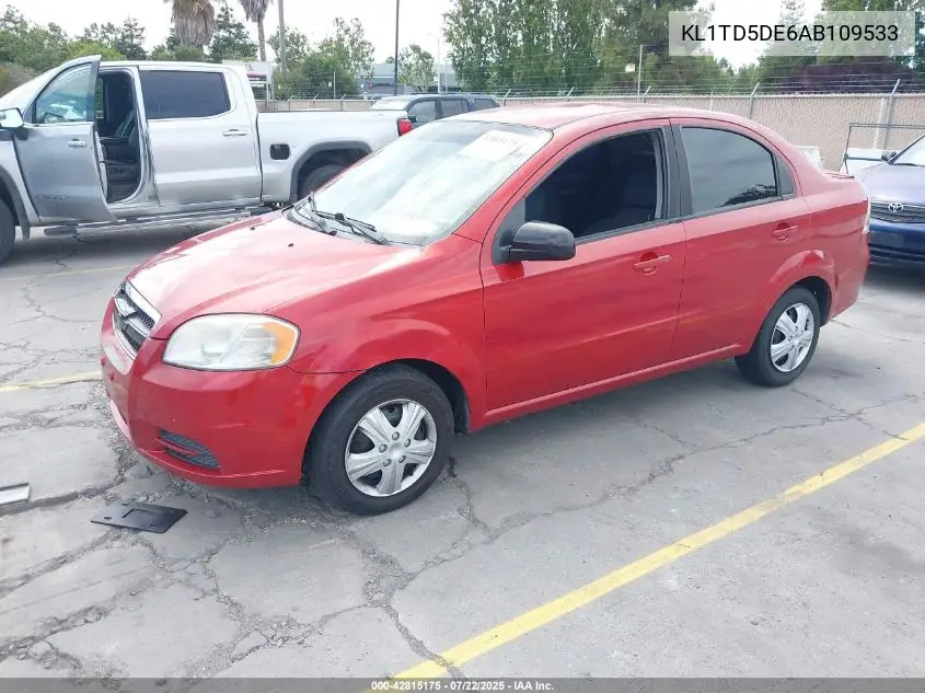 2010 Chevrolet Aveo Lt VIN: KL1TD5DE6AB109533 Lot: 42815175