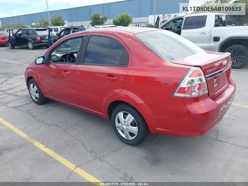 2010 Chevrolet Aveo Lt VIN: KL1TD5DE6AB109533 Lot: 42815175