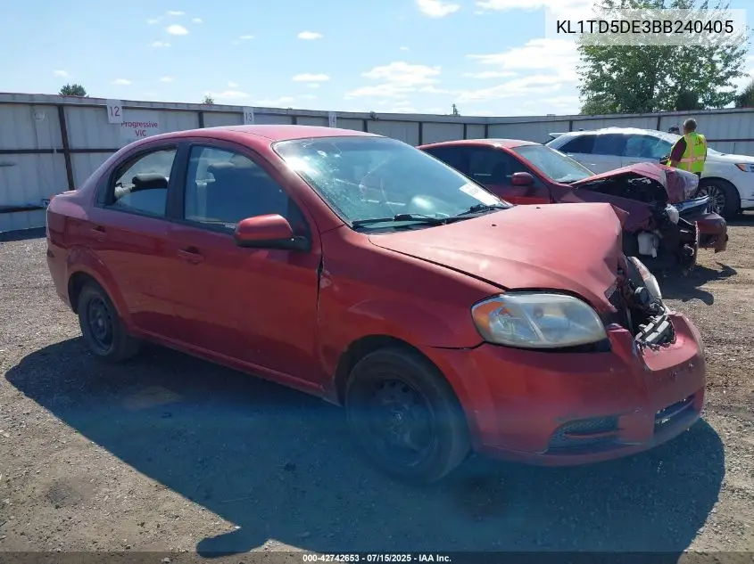2011 Chevrolet Aveo 1Lt VIN: KL1TD5DE3BB240405 Lot: 42742653