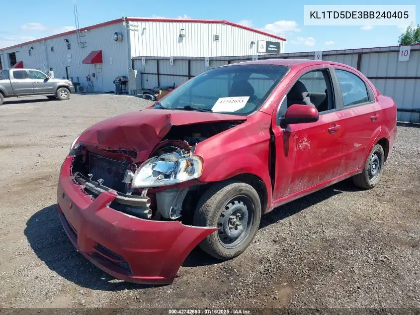 2011 Chevrolet Aveo 1Lt VIN: KL1TD5DE3BB240405 Lot: 42742653