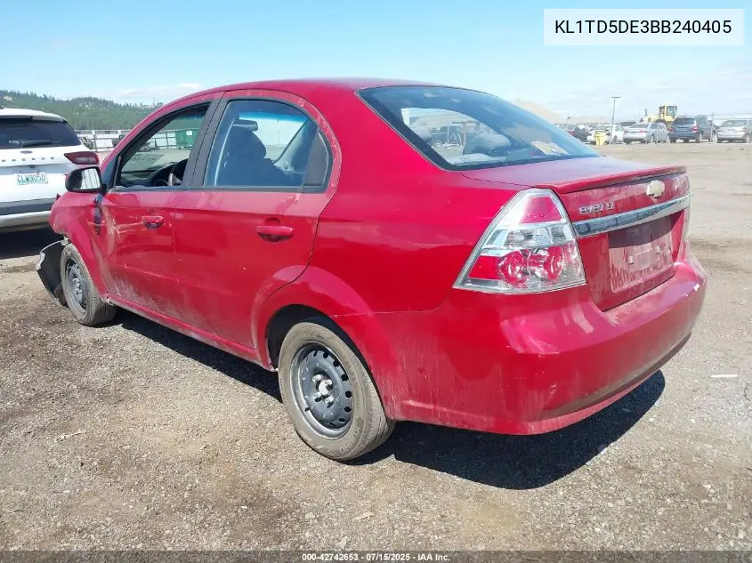 2011 Chevrolet Aveo 1Lt VIN: KL1TD5DE3BB240405 Lot: 42742653