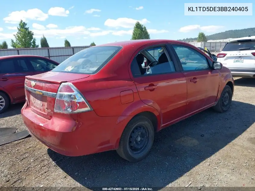 2011 Chevrolet Aveo 1Lt VIN: KL1TD5DE3BB240405 Lot: 42742653