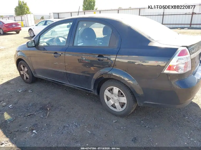 2011 Chevrolet Aveo 1Lt VIN: KL1TD5DEXBB220877 Lot: 42747354