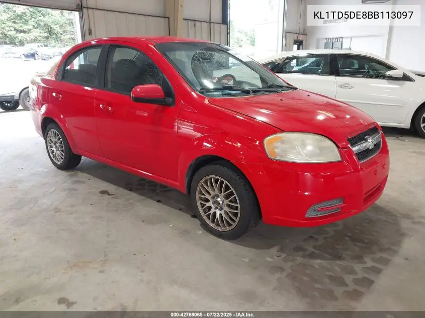 2011 Chevrolet Aveo 1Lt VIN: KL1TD5DE8BB113097 Lot: 42769065