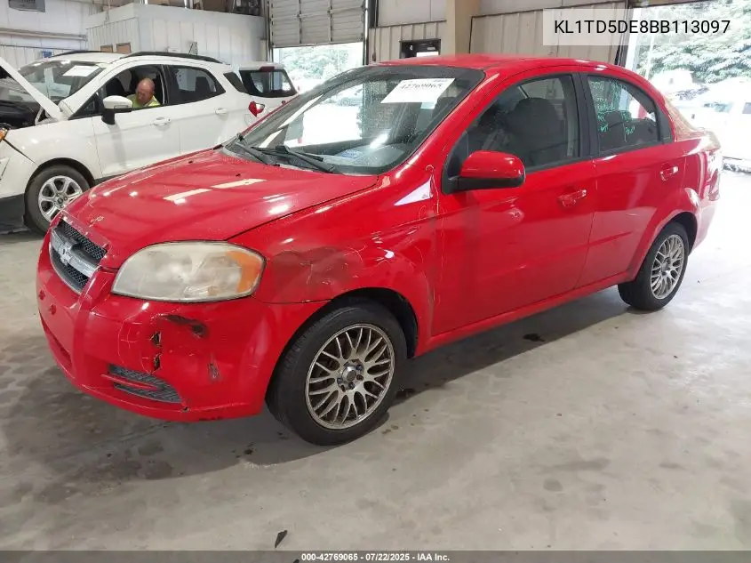2011 Chevrolet Aveo 1Lt VIN: KL1TD5DE8BB113097 Lot: 42769065