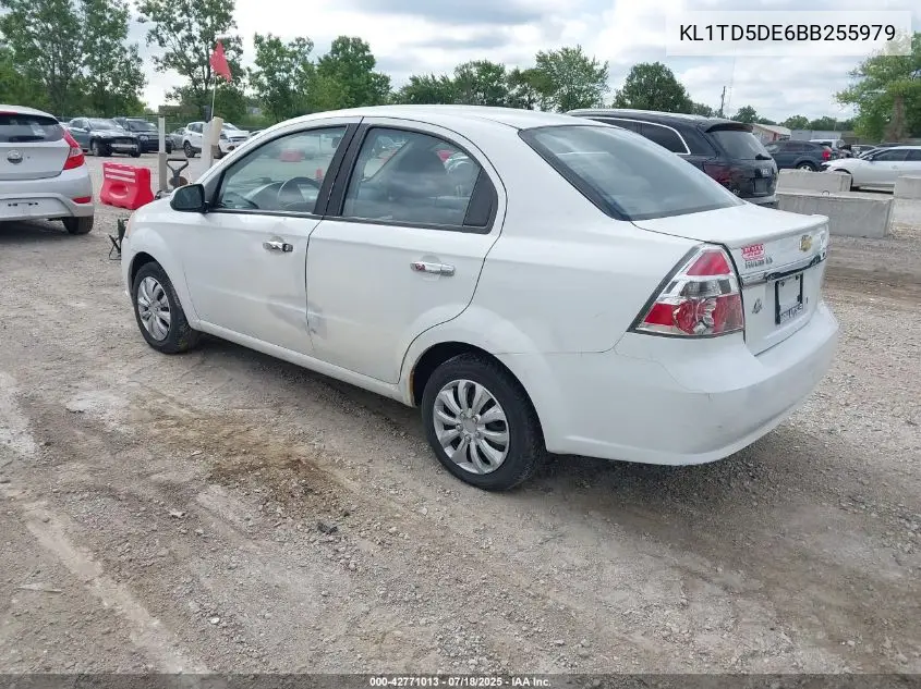 2011 Chevrolet Aveo 1Lt VIN: KL1TD5DE6BB255979 Lot: 42771013