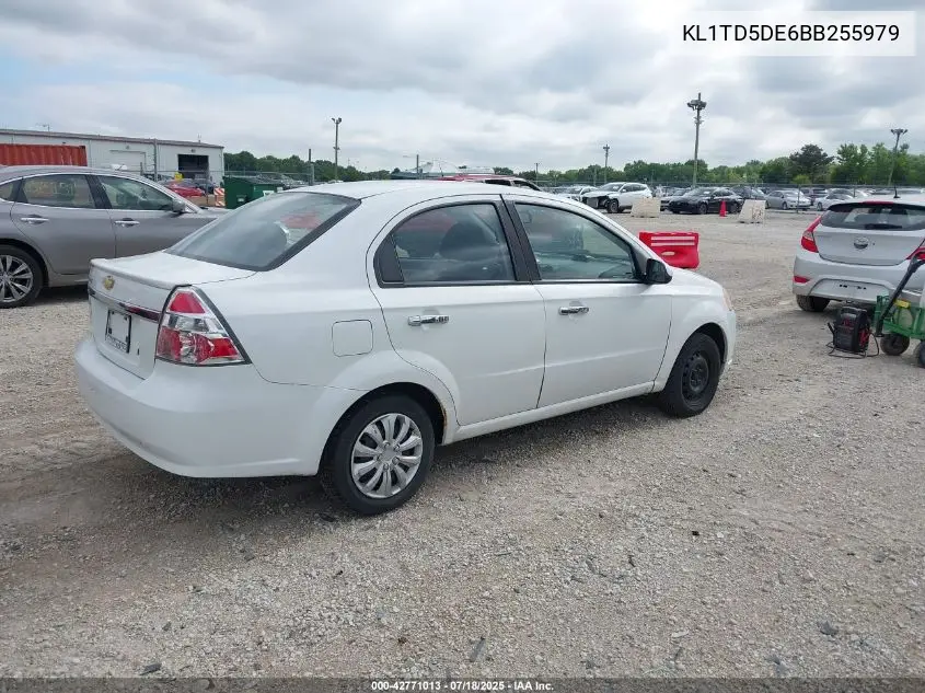 2011 Chevrolet Aveo 1Lt VIN: KL1TD5DE6BB255979 Lot: 42771013