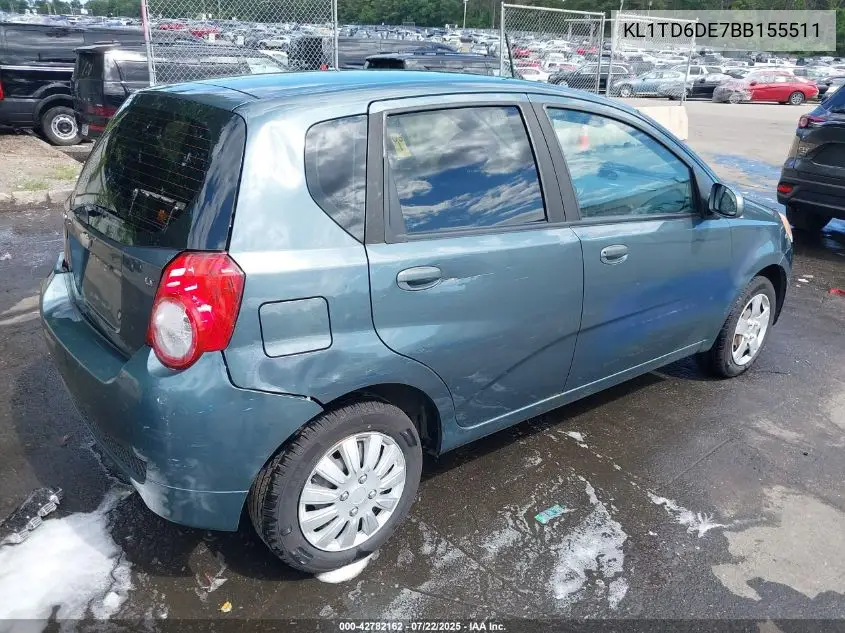 2011 Chevrolet Aveo 1Lt VIN: KL1TD6DE7BB155511 Lot: 42782162