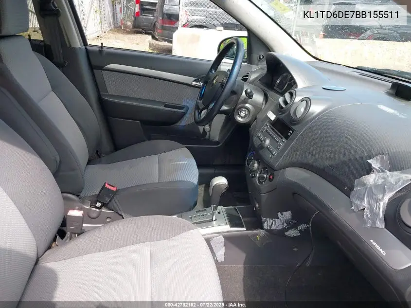 2011 Chevrolet Aveo 1Lt VIN: KL1TD6DE7BB155511 Lot: 42782162