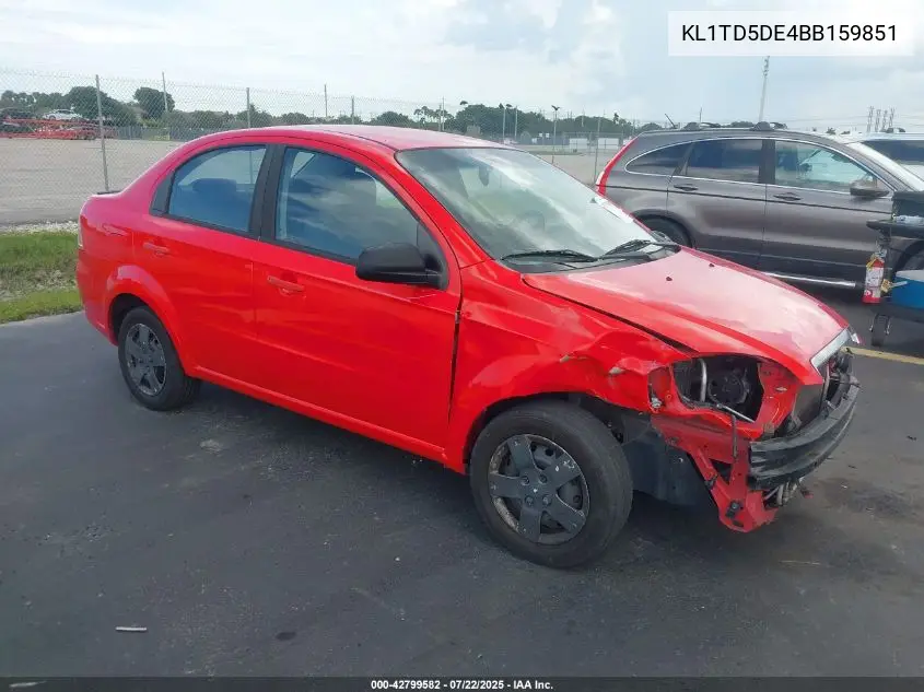 2011 Chevrolet Aveo 1Lt VIN: KL1TD5DE4BB159851 Lot: 42799582