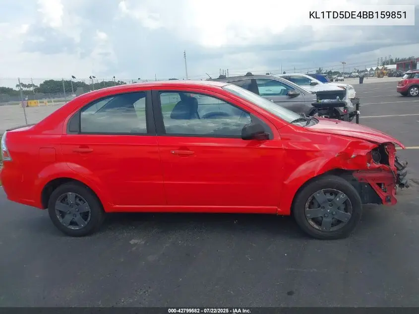 2011 Chevrolet Aveo 1Lt VIN: KL1TD5DE4BB159851 Lot: 42799582