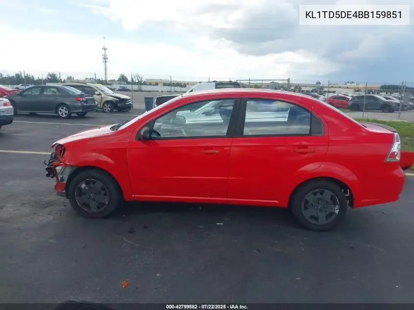 2011 Chevrolet Aveo 1Lt VIN: KL1TD5DE4BB159851 Lot: 42799582