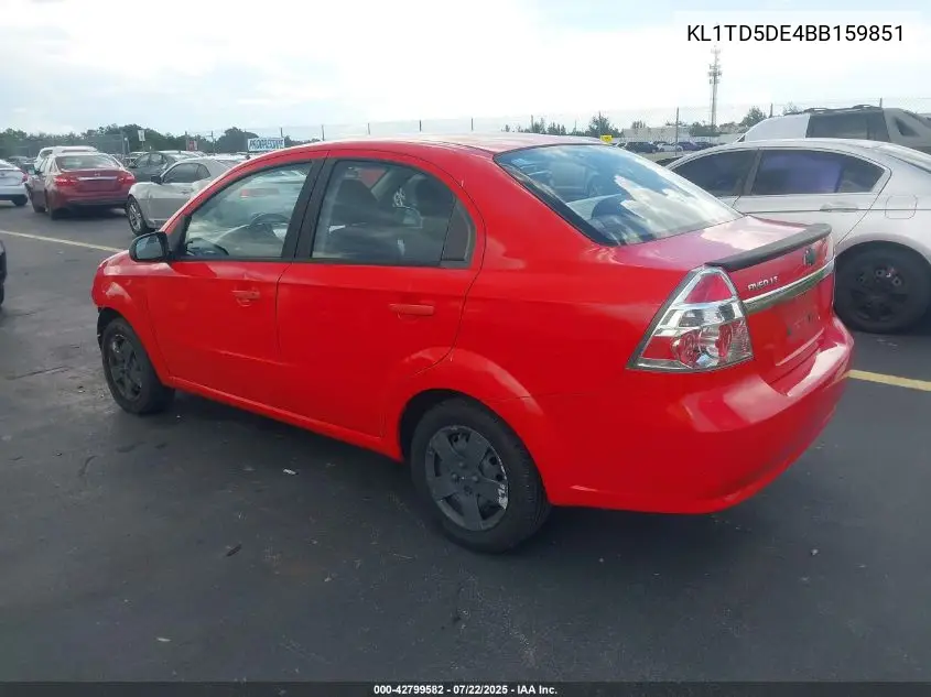 2011 Chevrolet Aveo 1Lt VIN: KL1TD5DE4BB159851 Lot: 42799582