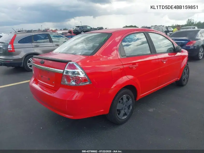 2011 Chevrolet Aveo 1Lt VIN: KL1TD5DE4BB159851 Lot: 42799582