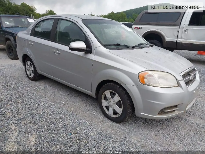 2011 Chevrolet Aveo 1Lt VIN: KL1TD5DE8BB249150 Lot: 42807292