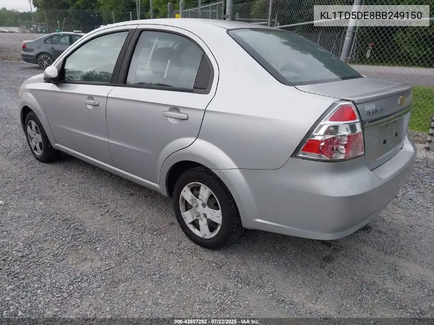 2011 Chevrolet Aveo 1Lt VIN: KL1TD5DE8BB249150 Lot: 42807292