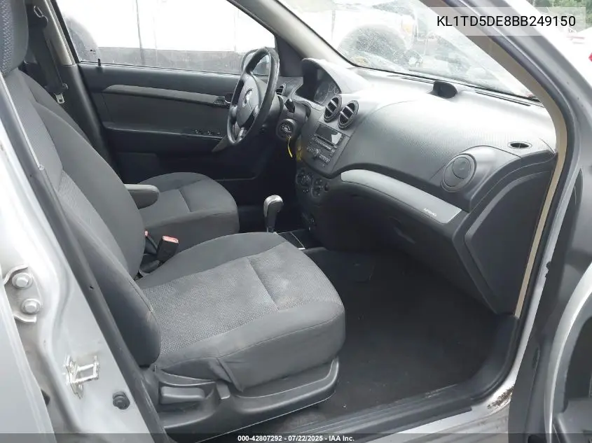 2011 Chevrolet Aveo 1Lt VIN: KL1TD5DE8BB249150 Lot: 42807292