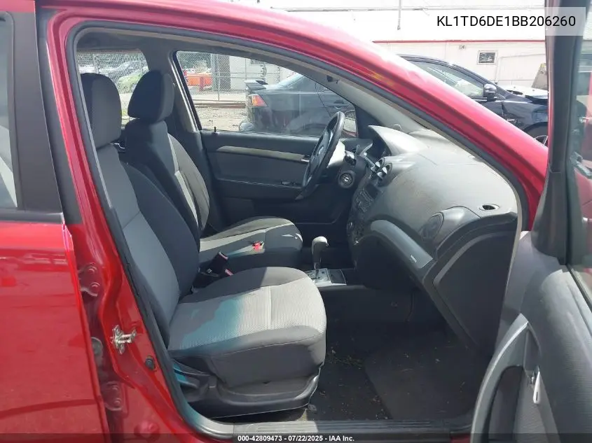 2011 Chevrolet Aveo 1Lt VIN: KL1TD6DE1BB206260 Lot: 42809473