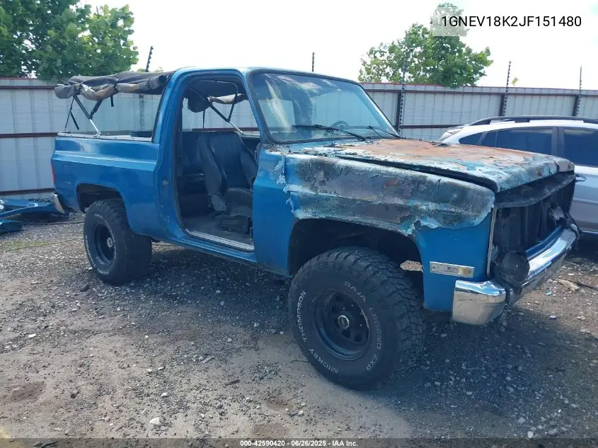 1988 Chevrolet Blazer V10 VIN: 1GNEV18K2JF151480 Lot: 42590420