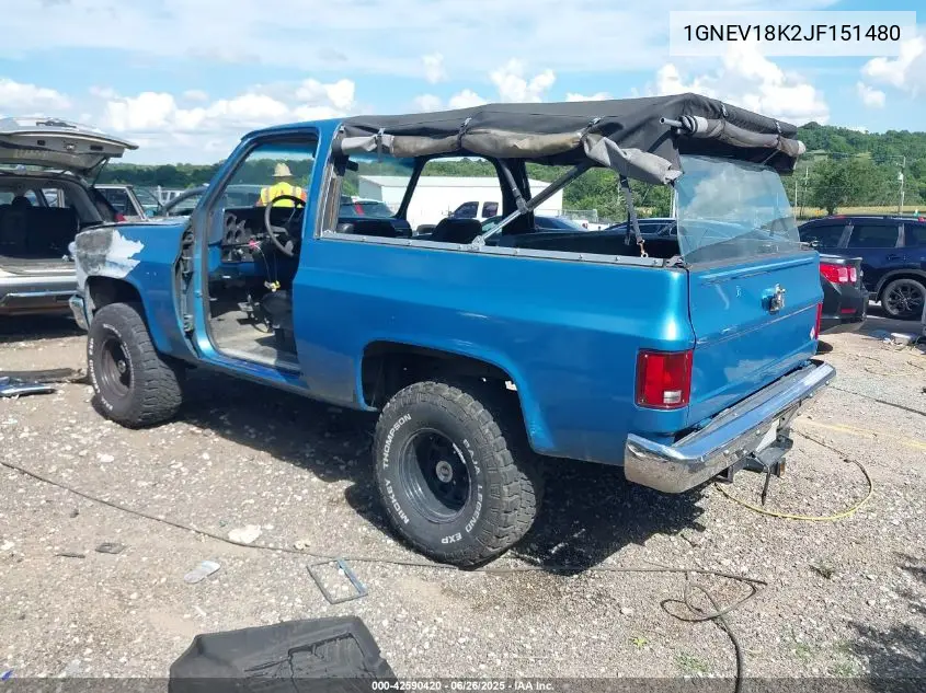1988 Chevrolet Blazer V10 VIN: 1GNEV18K2JF151480 Lot: 42590420