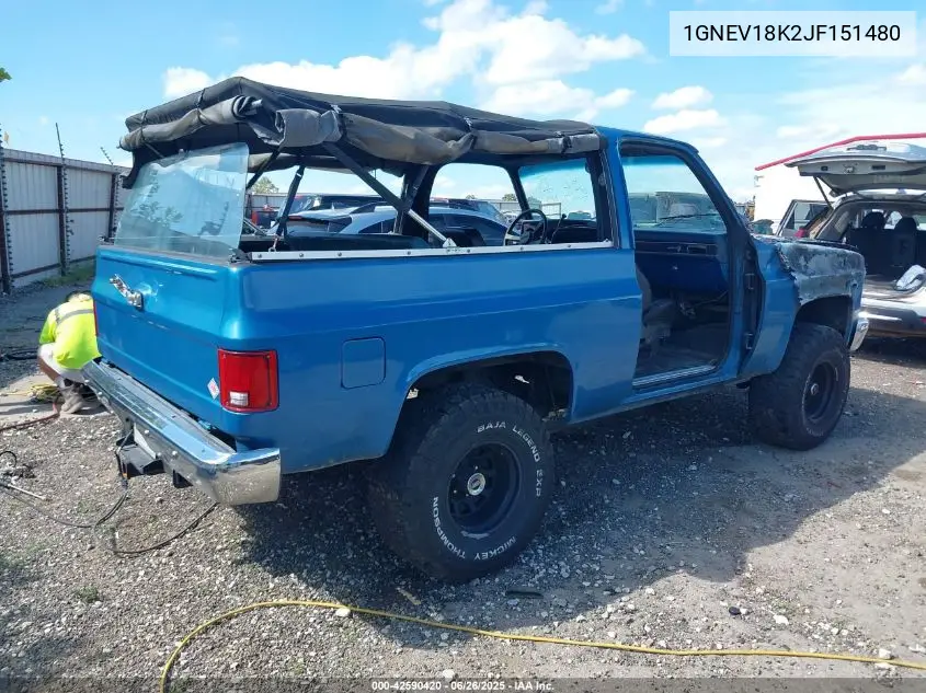 1988 Chevrolet Blazer V10 VIN: 1GNEV18K2JF151480 Lot: 42590420