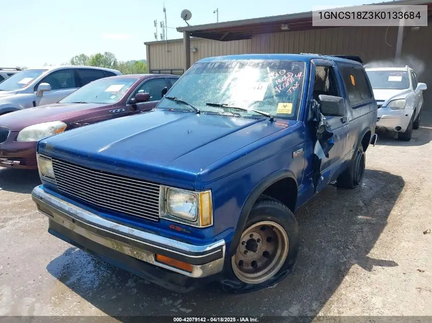1989 Chevrolet Blazer S10 VIN: 1GNCS18Z3K0133684 Lot: 42079142