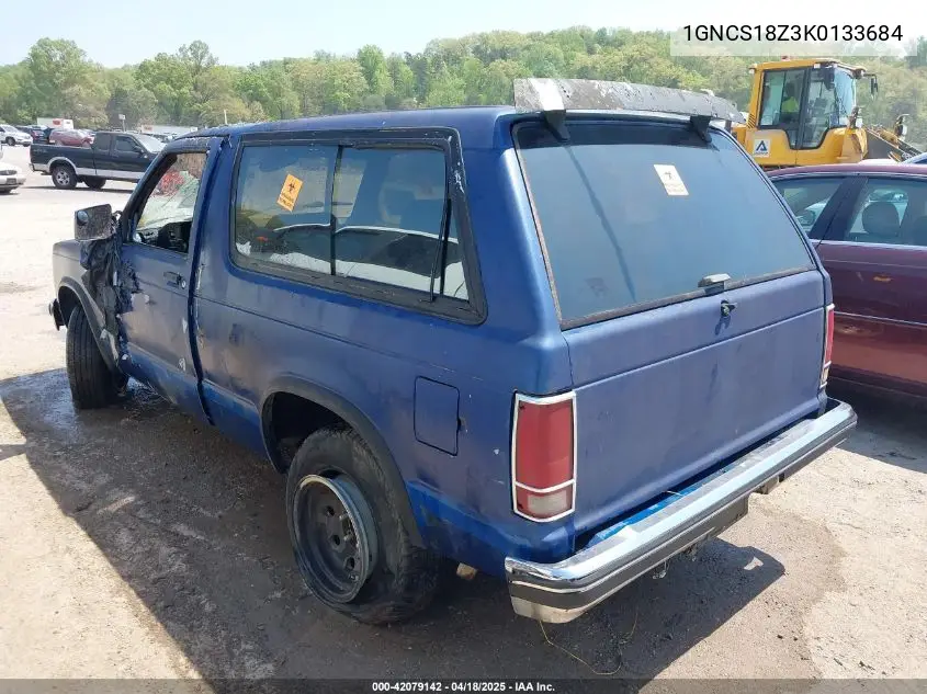 1989 Chevrolet Blazer S10 VIN: 1GNCS18Z3K0133684 Lot: 42079142