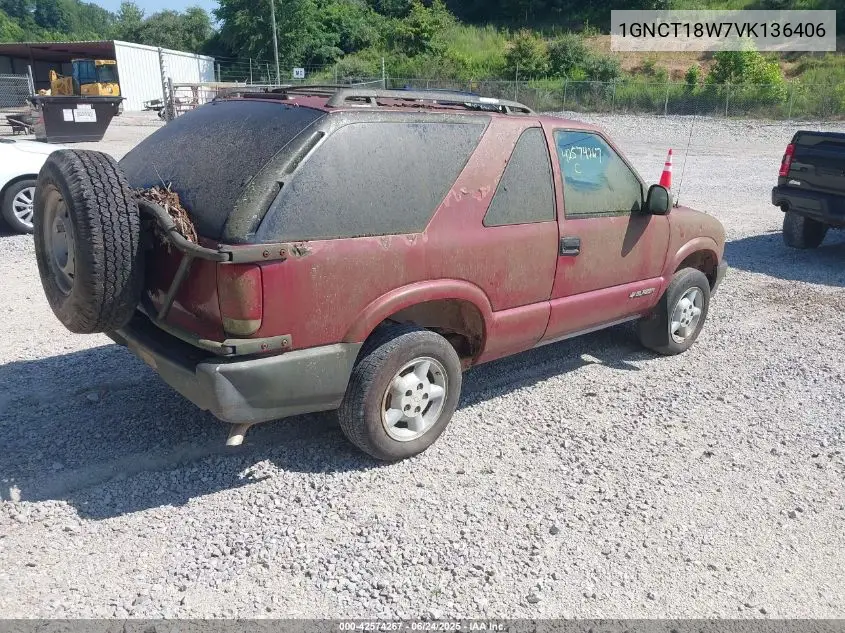 1997 Chevrolet Blazer Ls VIN: 1GNCT18W7VK136406 Lot: 42574267