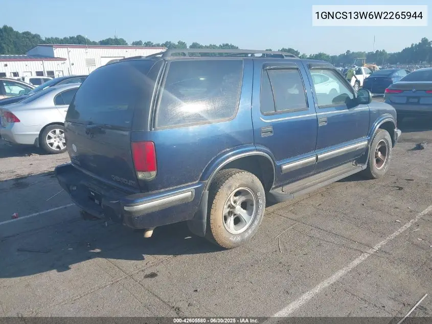 1998 Chevrolet Blazer Lt VIN: 1GNCS13W6W2265944 Lot: 42605580