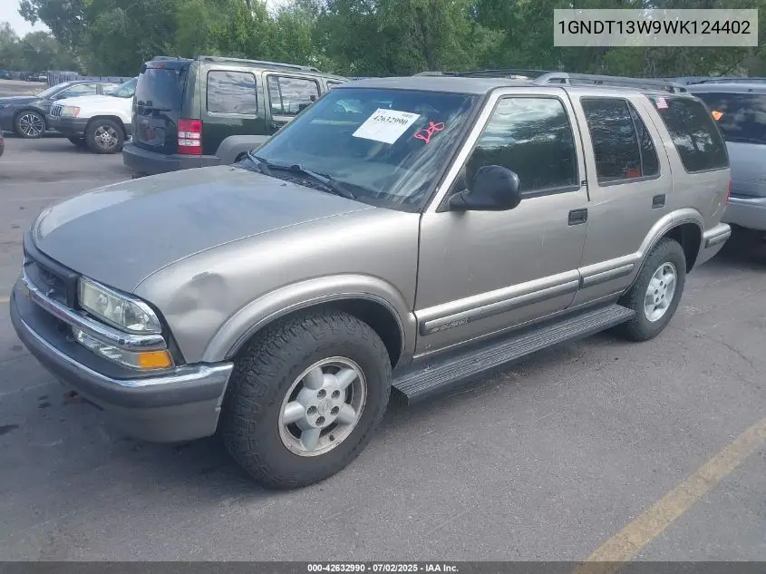 1998 Chevrolet Blazer Ls VIN: 1GNDT13W9WK124402 Lot: 42632990
