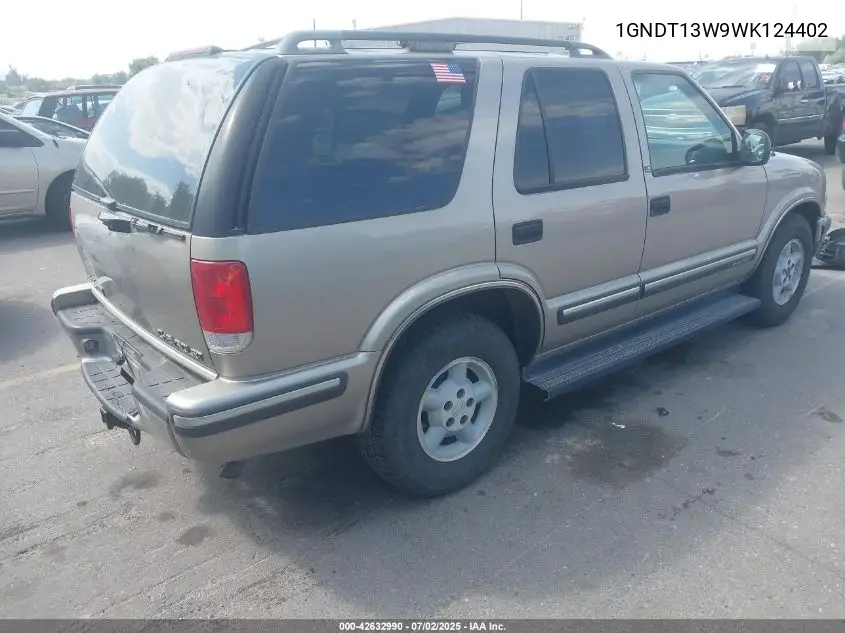 1998 Chevrolet Blazer Ls VIN: 1GNDT13W9WK124402 Lot: 42632990