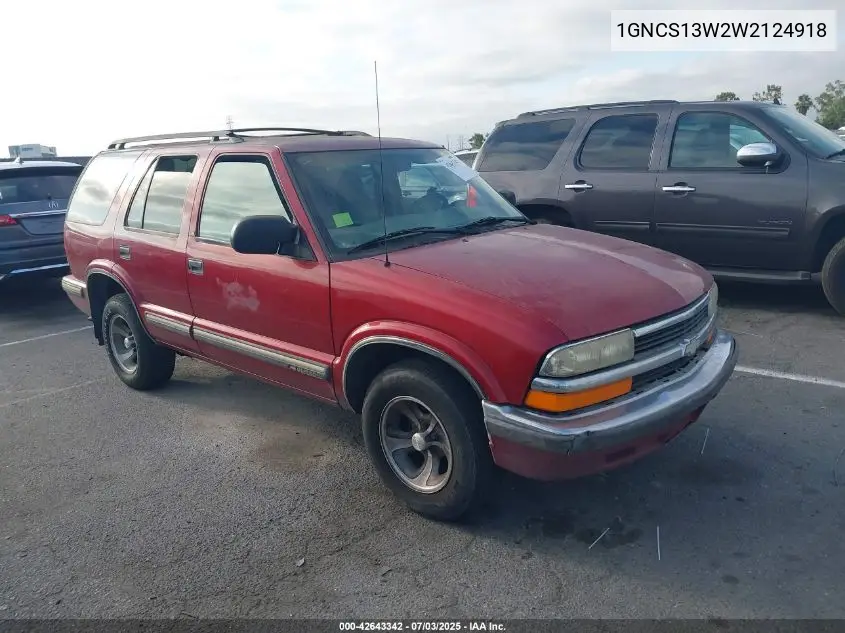 1998 Chevrolet Blazer Ls VIN: 1GNCS13W2W2124918 Lot: 42643342