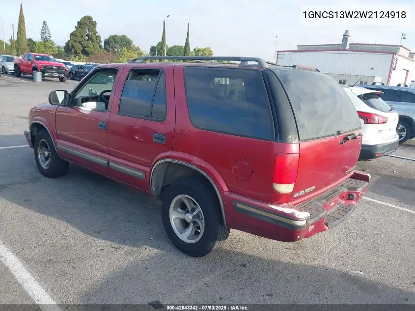 1998 Chevrolet Blazer Ls VIN: 1GNCS13W2W2124918 Lot: 42643342