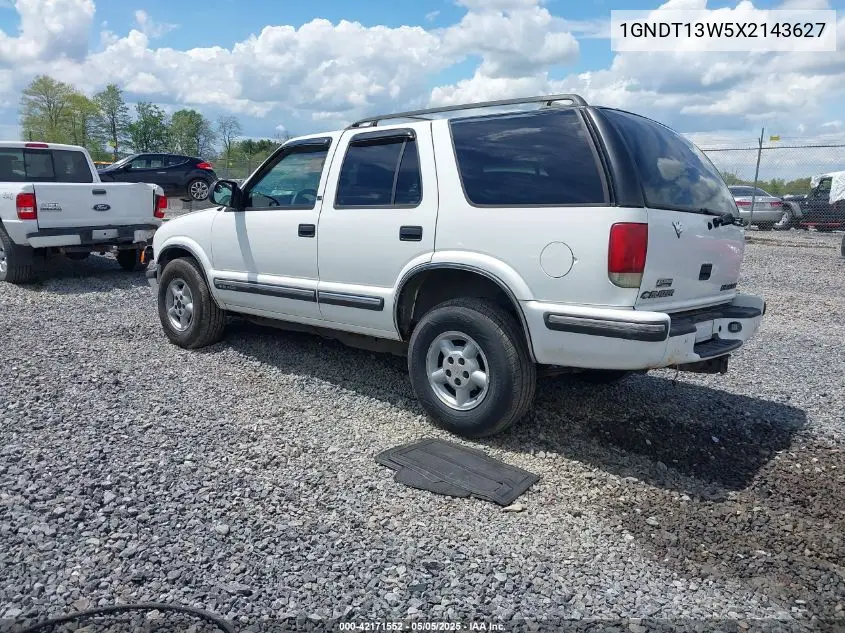 1999 Chevrolet Blazer Ls VIN: 1GNDT13W5X2143627 Lot: 42171552