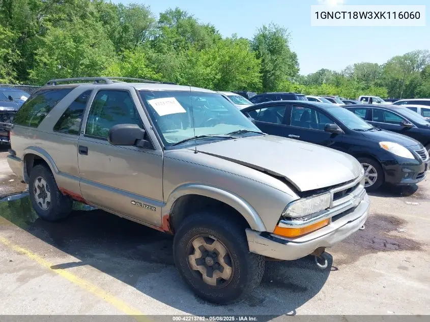 1999 Chevrolet Blazer Ls VIN: 1GNCT18W3XK116060 Lot: 42213762