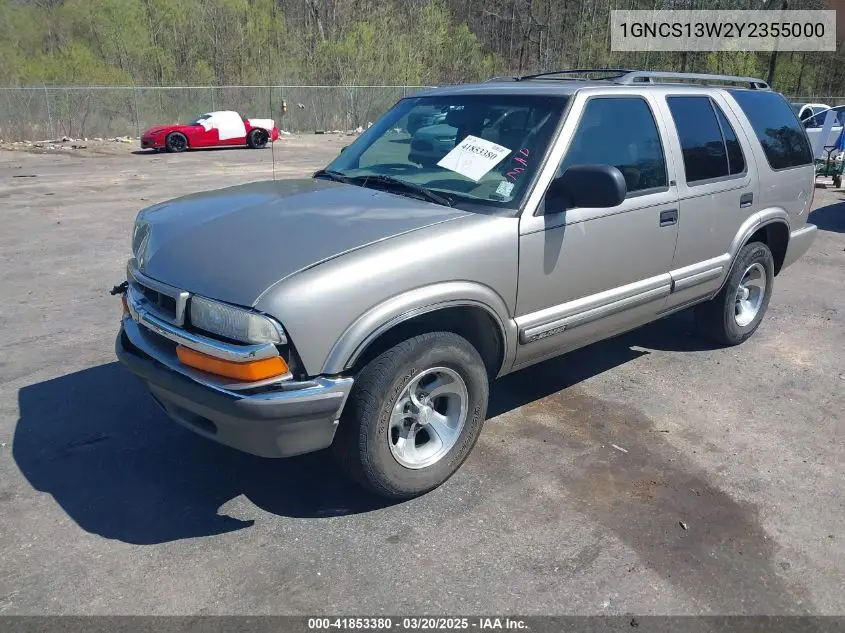 2000 Chevrolet Blazer Lt VIN: 1GNCS13W2Y2355000 Lot: 41853380