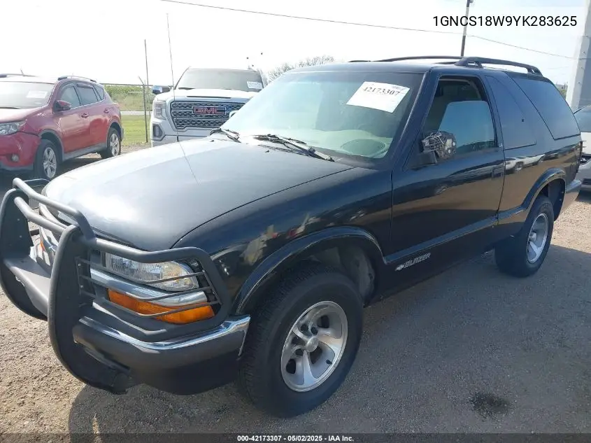 2000 Chevrolet Blazer Ls VIN: 1GNCS18W9YK283625 Lot: 42173307