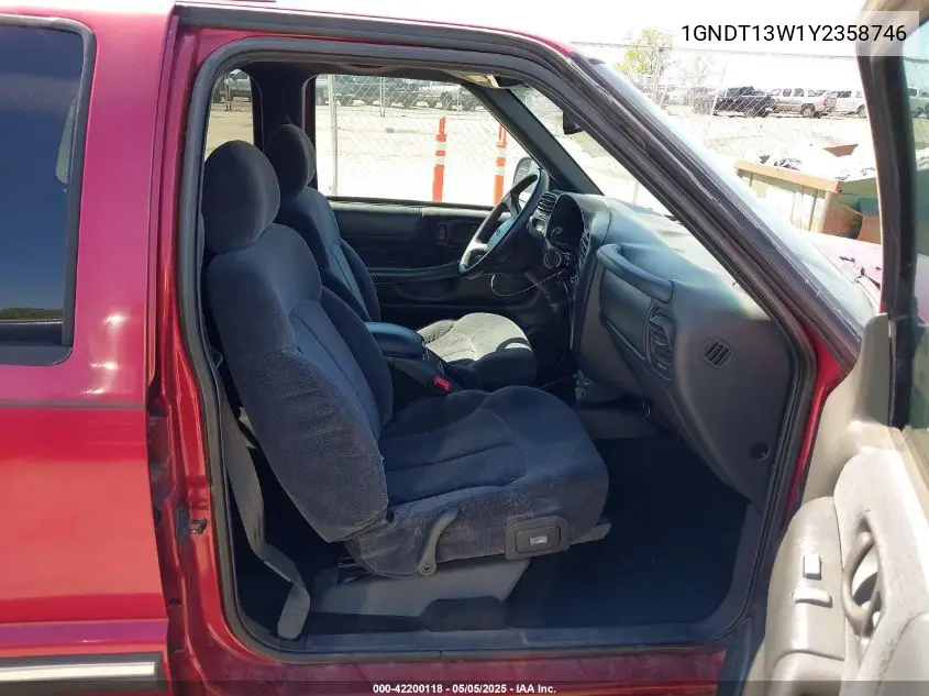2000 Chevrolet Blazer Lt VIN: 1GNDT13W1Y2358746 Lot: 42200118