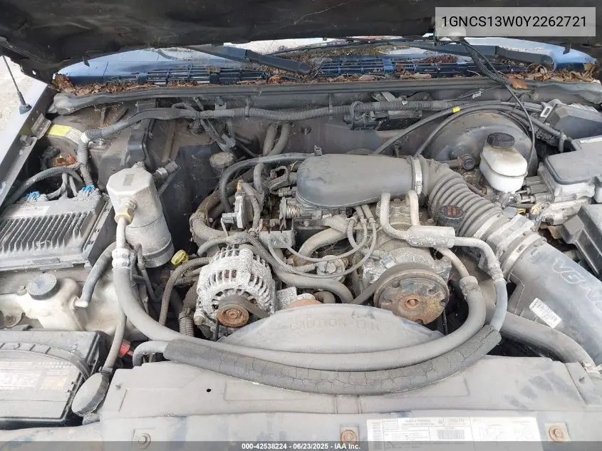 2000 Chevrolet Blazer Ls VIN: 1GNCS13W0Y2262721 Lot: 42538224