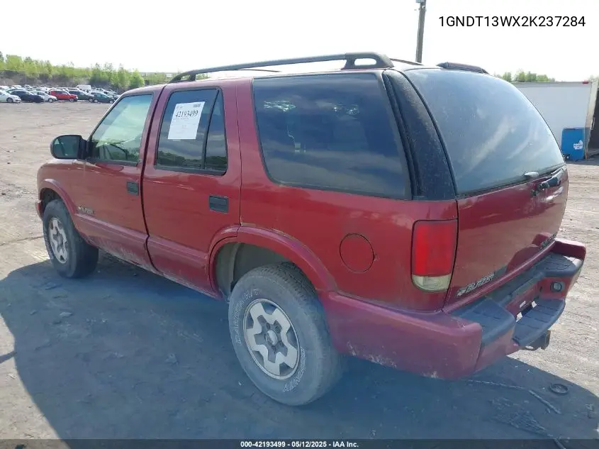 2002 Chevrolet Blazer Ls VIN: 1GNDT13WX2K237284 Lot: 42193499