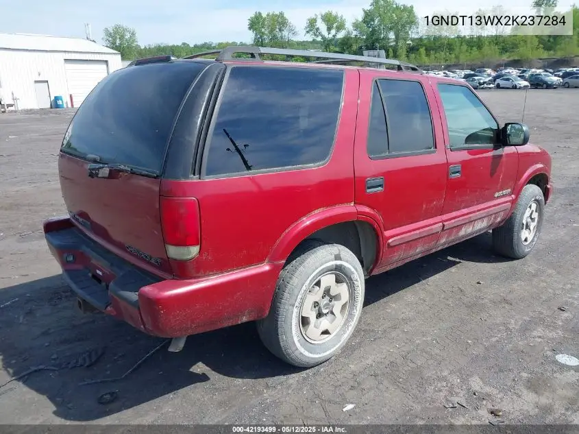 2002 Chevrolet Blazer Ls VIN: 1GNDT13WX2K237284 Lot: 42193499