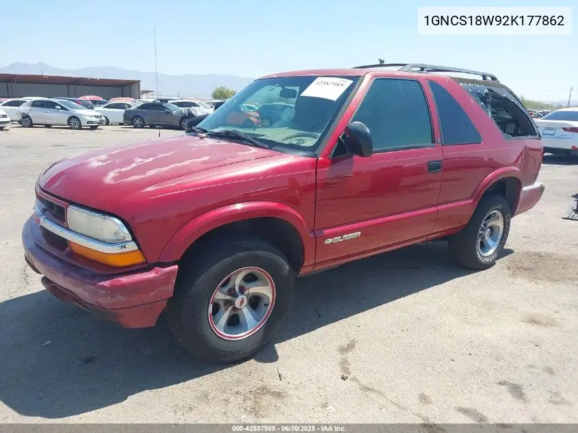 2002 Chevrolet Blazer Ls VIN: 1GNCS18W92K177862 Lot: 42587989