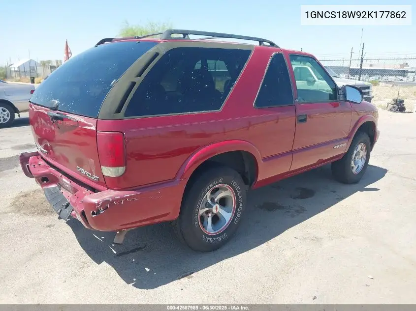 2002 Chevrolet Blazer Ls VIN: 1GNCS18W92K177862 Lot: 42587989