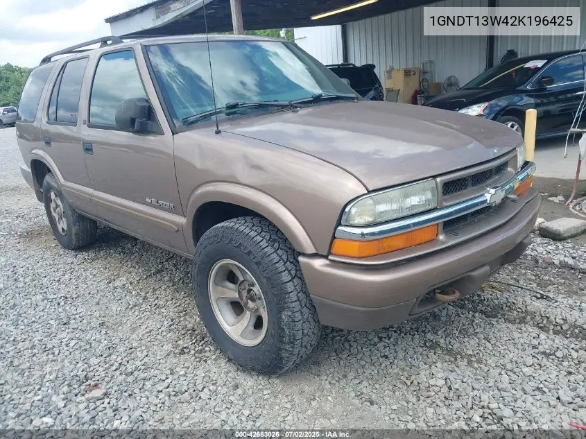 2002 Chevrolet Blazer Ls VIN: 1GNDT13W42K196425 Lot: 42663026