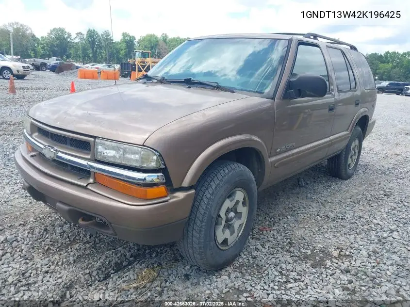 2002 Chevrolet Blazer Ls VIN: 1GNDT13W42K196425 Lot: 42663026