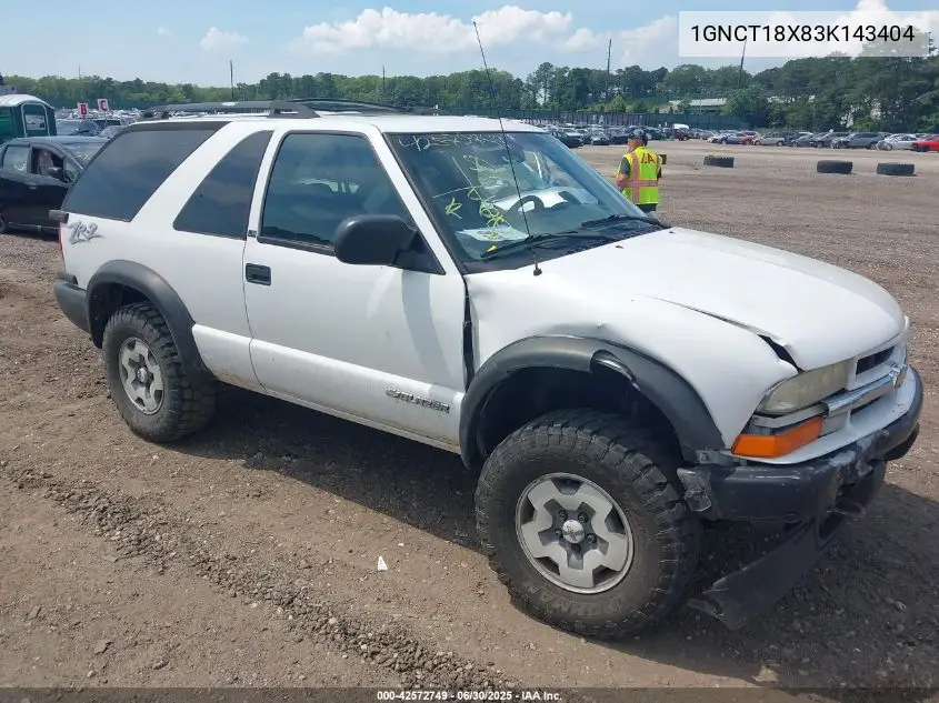 2003 Chevrolet Blazer Ls VIN: 1GNCT18X83K143404 Lot: 42572749