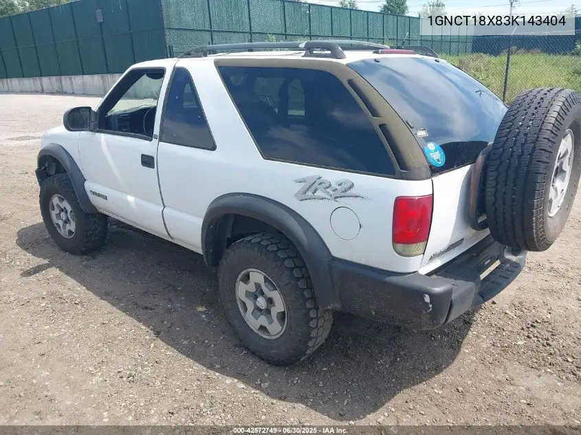 2003 Chevrolet Blazer Ls VIN: 1GNCT18X83K143404 Lot: 42572749