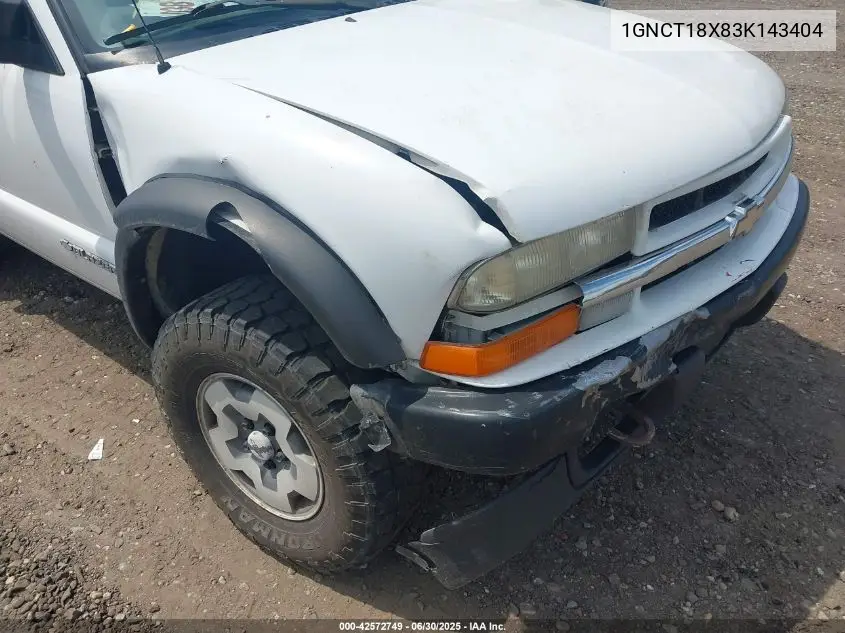 2003 Chevrolet Blazer Ls VIN: 1GNCT18X83K143404 Lot: 42572749